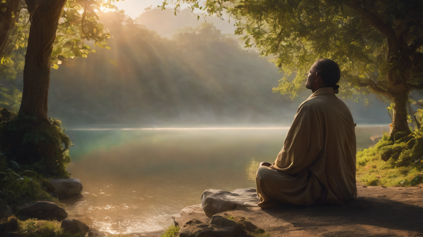 Na quietude de uma cena contemplativa, a atmosfera reflete a introspecção proposta pelo Eclesiastes, convidando à reflexão profunda em meio à natureza serena.