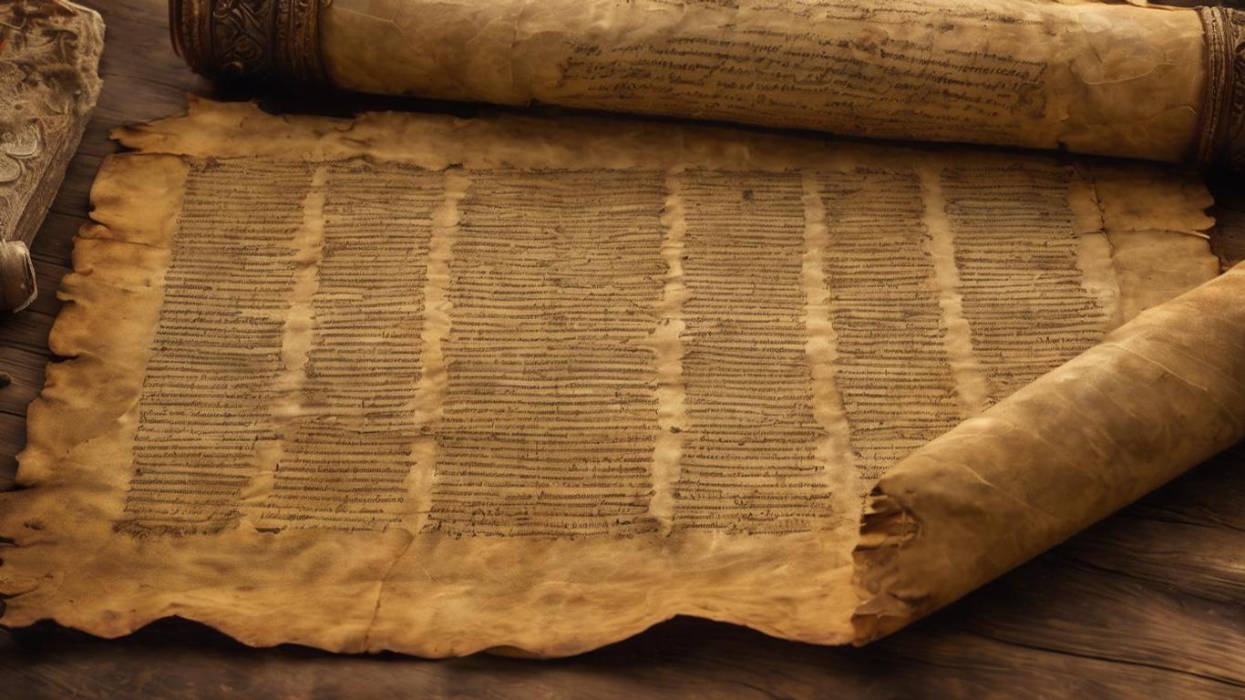 A imagem de um pergaminho antigo evoca a mística sabedoria do Eclesiastes, revelando páginas que preservam a essência do conhecimento atemporal.