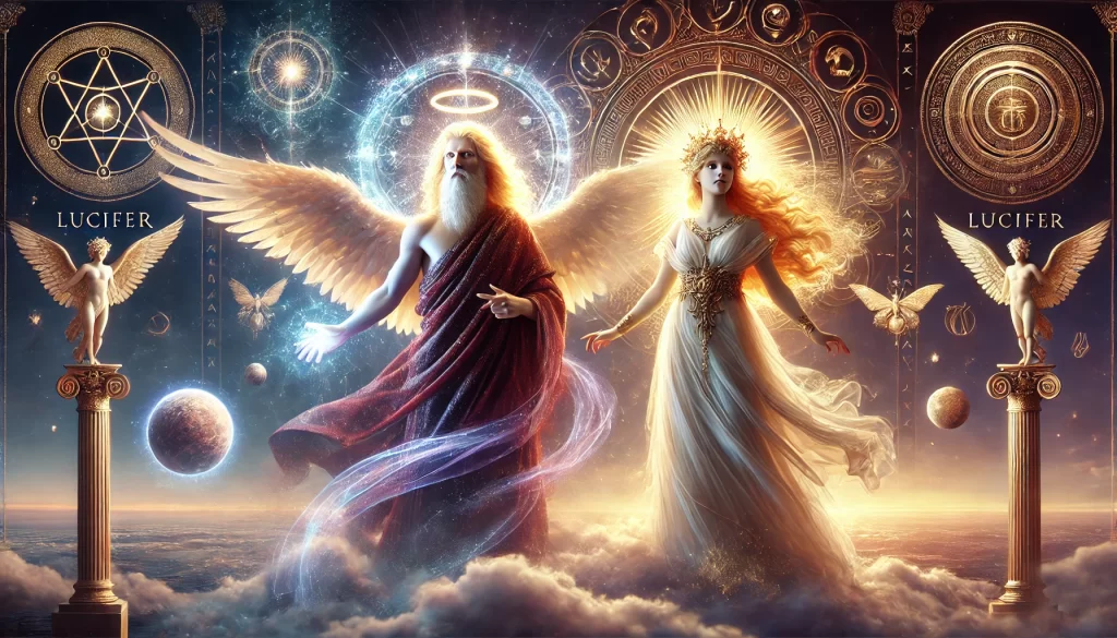 Estátua ou pintura de Afrodite (Vênus), deusa grega do amor, representando a conexão mitológica com Lúcifer.