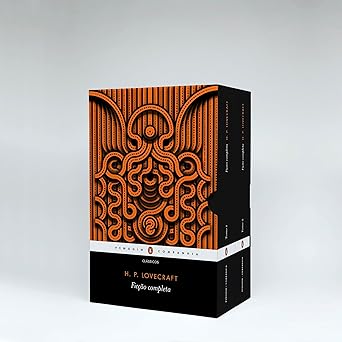 Box com dois volumes de “Ficção Completa” de H. P. Lovecraft, com capa ilustrada em estilo lovecraftiano.